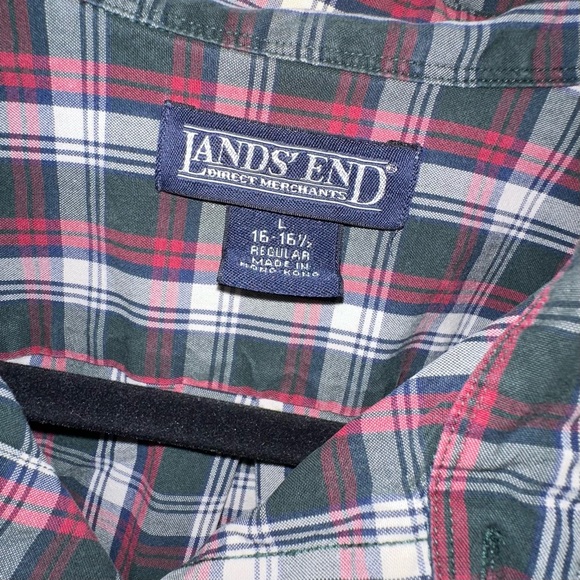 Men's Lands' End Green/Blue/red/white Plain Button Down Shirt - L - Picture 2 of 6